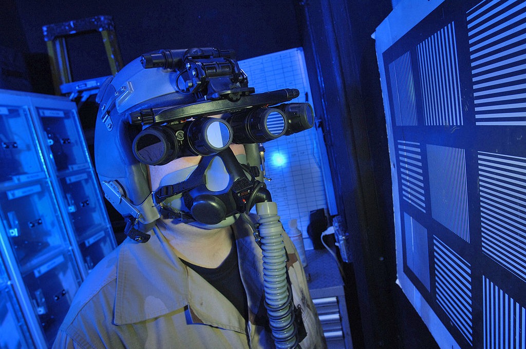 night vision goggles on a helmet